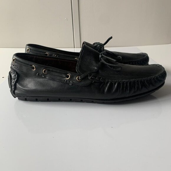 Made‎ ITALY BACCO BUCCI Muse Black Leather Bow Loafers Driver Shoes Men's Sz 11 - Picture 3 of 12